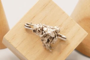 Vintage Brutalist Molten Silver Specimen Brooch 1