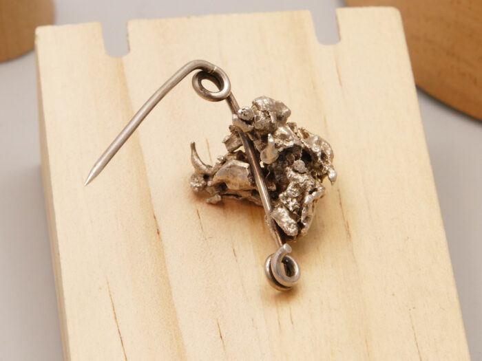 Vintage Brutalist Molten Silver Specimen Brooch 10