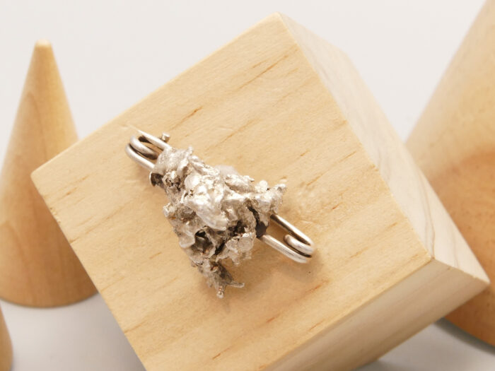 Vintage Brutalist Molten Silver Specimen Brooch 3