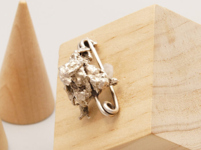 Vintage Brutalist Molten Silver Specimen Brooch 5