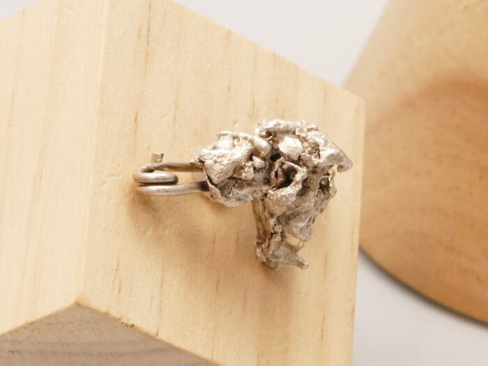 Vintage Brutalist Molten Silver Specimen Brooch 6