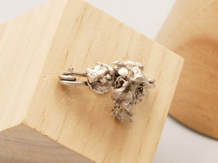 Vintage Brutalist Molten Silver Specimen Brooch 7