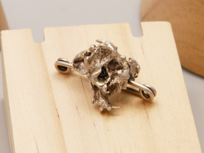 Vintage Brutalist Molten Silver Specimen Brooch 9