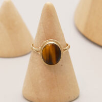 9ct Gold Ring Tigers Eye Oval Cabochon Hallmark 1994 1