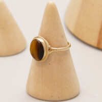 9ct Gold Ring Tigers Eye Oval Cabochon Hallmark 1994 3