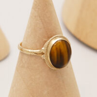 9ct Gold Ring Tigers Eye Oval Cabochon Hallmark 1994 6