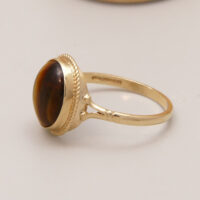 9ct Gold Ring Tigers Eye Oval Cabochon Hallmark 1994 7