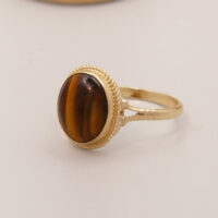 9ct Gold Ring Tigers Eye Oval Cabochon Hallmark 1994 8