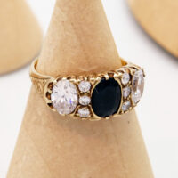 Large Oval 1.2ct Blue Sapphire 9ct Gold Ring Hallmark 1970 7