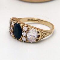 Large Oval 1.2ct Blue Sapphire 9ct Gold Ring Hallmark 1970 8