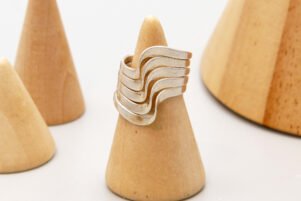 Modernist Chunky Silver Wave Wavy Stacked Ring 1