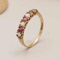 Ruby Diamond 9ct Gold Band Ring Hallmark 1991 9