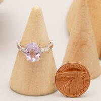 Vintage Kunzite Diamond Ring 9ct White Gold Large Oval Purple Kunzite 2