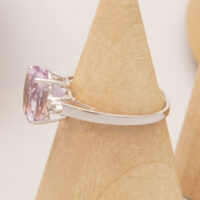 Vintage Kunzite Diamond Ring 9ct White Gold Large Oval Purple Kunzite 5