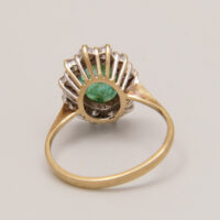 Antique 1ct Emerald Diamond Halo Ring 9ct Yellow Gold 12