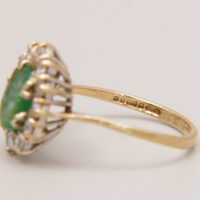 Antique 1ct Emerald Diamond Halo Ring 9ct Yellow Gold 8