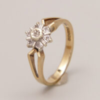 Art Deco Diamond Ring in 9ct Yellow Gold 1899 – Geometric Star Design 10