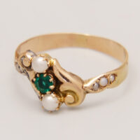 Georgian Early Victorian Biedermeier 18ct gold ring Demantoid Pearl 1830 10