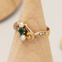 Georgian Early Victorian Biedermeier 18ct gold ring Demantoid Pearl 1830 3