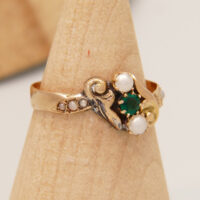 Georgian Early Victorian Biedermeier 18ct gold ring Demantoid Pearl 1830 6