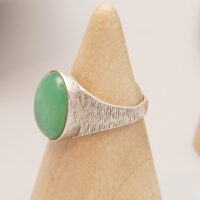 Vintage Green Fluorite Silver Signet Ring with Bark Effect 1976 Paul Bunn 3