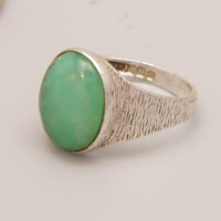 Vintage Green Fluorite Silver Signet Ring with Bark Effect 1976 Paul Bunn 7