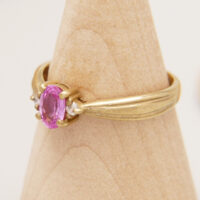 Vintage Pink Sapphire Diamond Ring in 9ct Yellow Gold 3