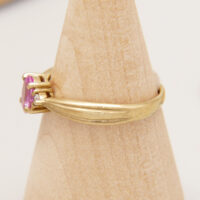 Vintage Pink Sapphire Diamond Ring in 9ct Yellow Gold 5