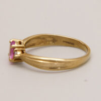 Vintage Pink Sapphire Diamond Ring in 9ct Yellow Gold 7