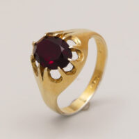 Vintage Red Almandine Garnet Ring in Gold Plated Silver 9