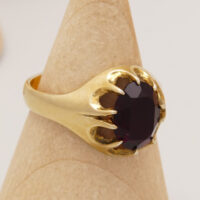 Vintage Red Almandine Garnet Ring in Gold Plated Silver 7