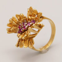 Vintage Ruby Cluster Ring in Yellow 18ct Gold Andrew Grima 1960s 11