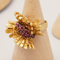 Vintage Ruby Cluster Ring in Yellow 18ct Gold Andrew Grima 1960s 3