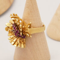 Vintage Ruby Cluster Ring in Yellow 18ct Gold Andrew Grima 1960s 4