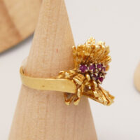 Vintage Ruby Cluster Ring in Yellow 18ct Gold Andrew Grima 1960s 6