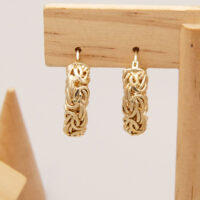 Atasay 1” 25mm Byzantine Weave Hoop Earrings Yellow Gold on Silver 1