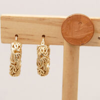 Atasay 1” 25mm Byzantine Weave Hoop Earrings Yellow Gold on Silver 2