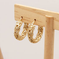 Atasay 1” 25mm Byzantine Weave Hoop Earrings Yellow Gold on Silver 3