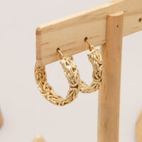 Atasay 1” 25mm Byzantine Weave Hoop Earrings Yellow Gold on Silver 4