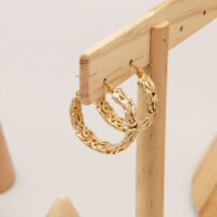 Atasay 1” 25mm Byzantine Weave Hoop Earrings Yellow Gold on Silver 5