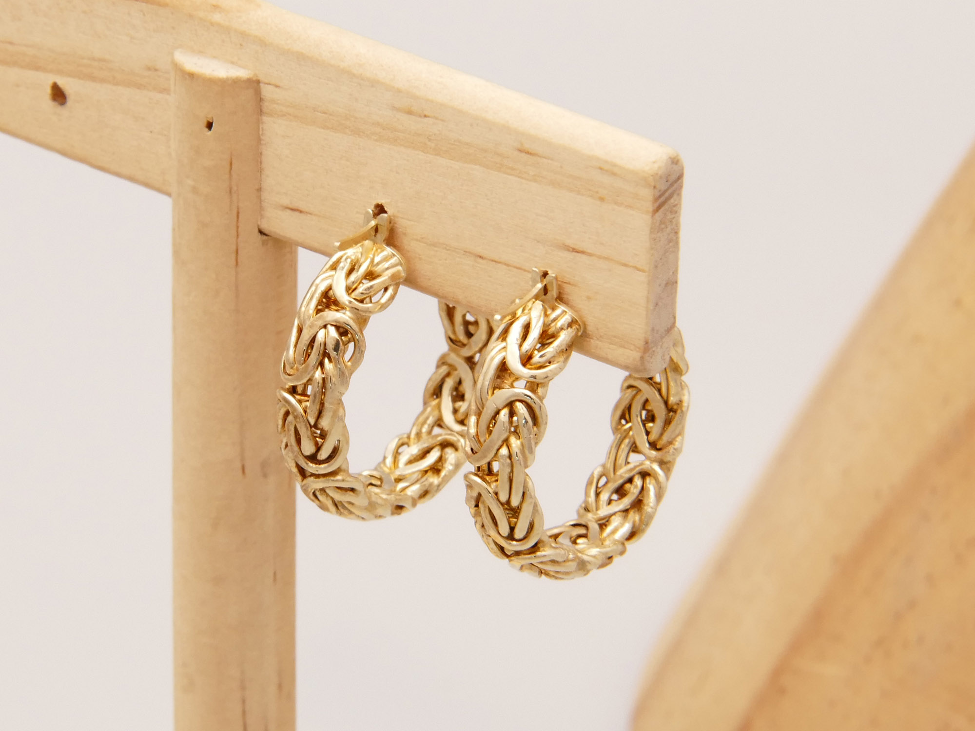 Atasay 1” 25mm Byzantine Weave Hoop Earrings Yellow Gold on Silver 6