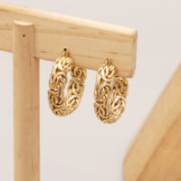 Atasay 1” 25mm Byzantine Weave Hoop Earrings Yellow Gold on Silver 7