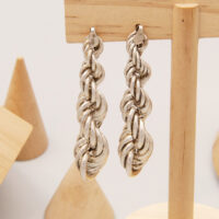 Heavy Sterling Silver Rope Chain Articulated Dangle Earrings 1