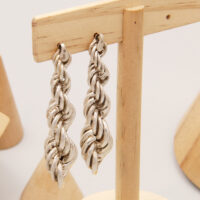 Heavy Sterling Silver Rope Chain Articulated Dangle Earrings 3