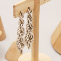 Heavy Sterling Silver Rope Chain Articulated Dangle Earrings 4