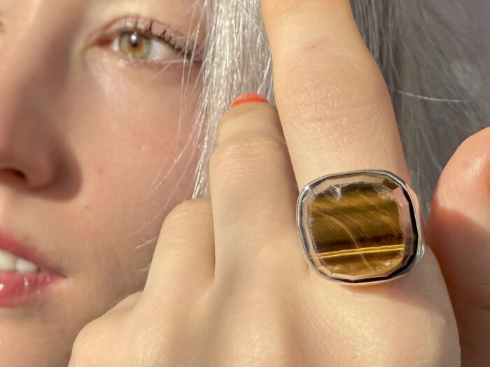 Modernist Swedish Tigers Eye Ring 1