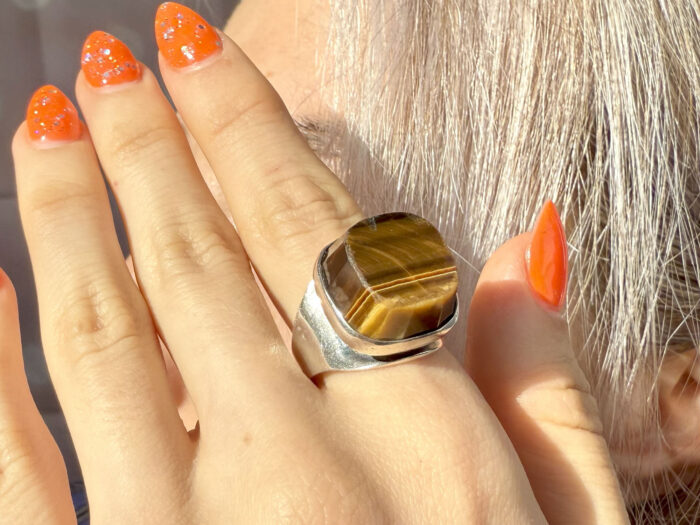 Modernist Swedish Tigers Eye Ring 2