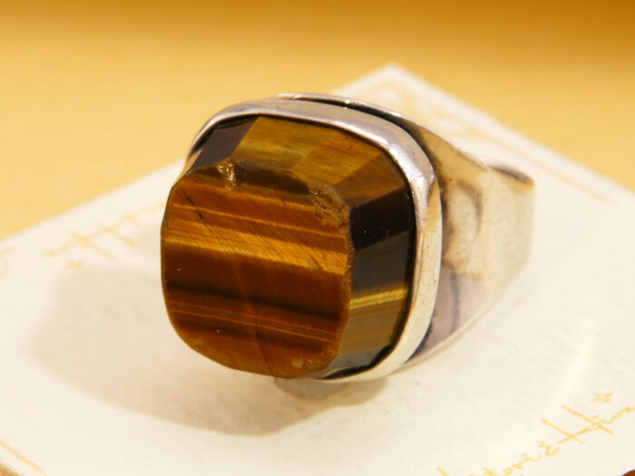 Modernist Tigers Eye 835 Silver Chunky Ring Sweden 1