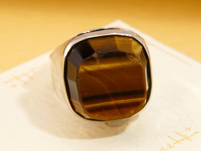 Modernist Tigers Eye 835 Silver Chunky Ring Sweden 2
