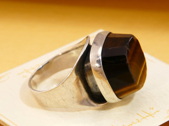 Modernist Tigers Eye 835 Silver Chunky Ring Sweden 3